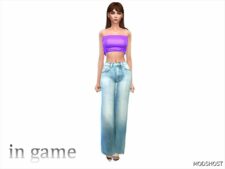 Sims 4 Elder Clothes Mod: Ripped Back Wide LEG Jean (Featured)