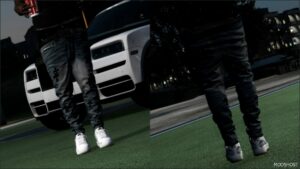 GTA 5 Player Mod: Chrome Hearts Sagged Jeans for Franklin & MP Male (Image #2)