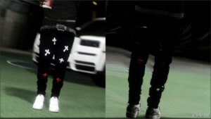 GTA 5 Player Mod: Chrome Hearts Sagged Jeans for Franklin & MP Male (Image #3)