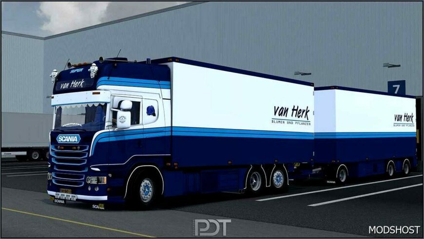 ETS2 Scania Truck Mod: R450 + Trailer VAN Herk V14.0 (Featured)