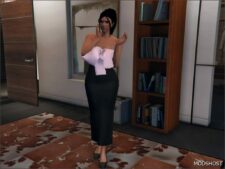 GTA 5 Player Mod: Dress with A BOW MP Female (Image #3)