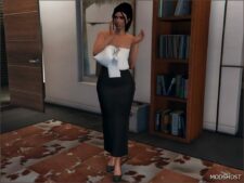 GTA 5 Player Mod: Dress with A BOW MP Female (Image #5)
