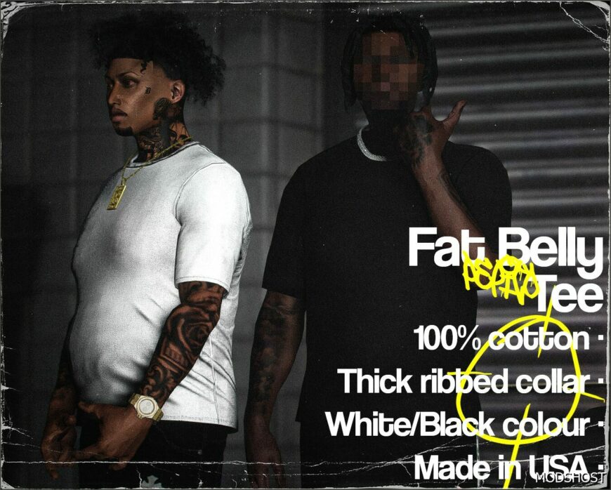 GTA 5 Player Mod: FAT Belly TEE for MP Male (Featured)