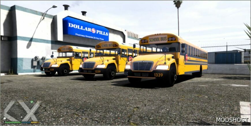 GTA 5 Vehicle Mod: 2013 Blue Bird Vision School Bus ELS Support Addon (Featured)