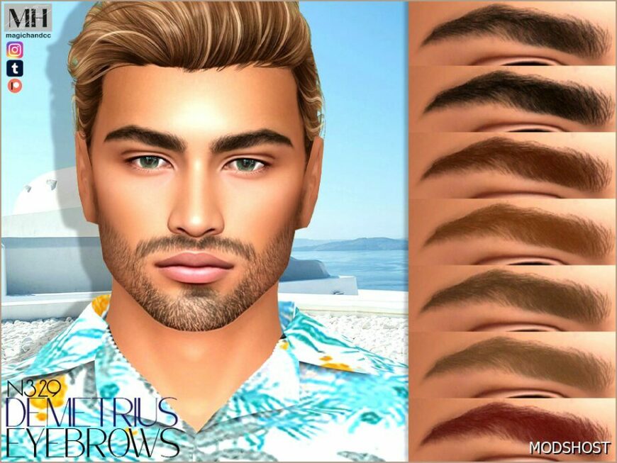 Sims 4 Male Hair Mod: Demetrius Eyebrows N329 (Featured)