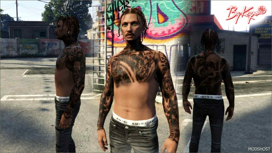 GTA 5 Tattoo Player Mod: Darkside Body Tattoo for MP Male (Featured)