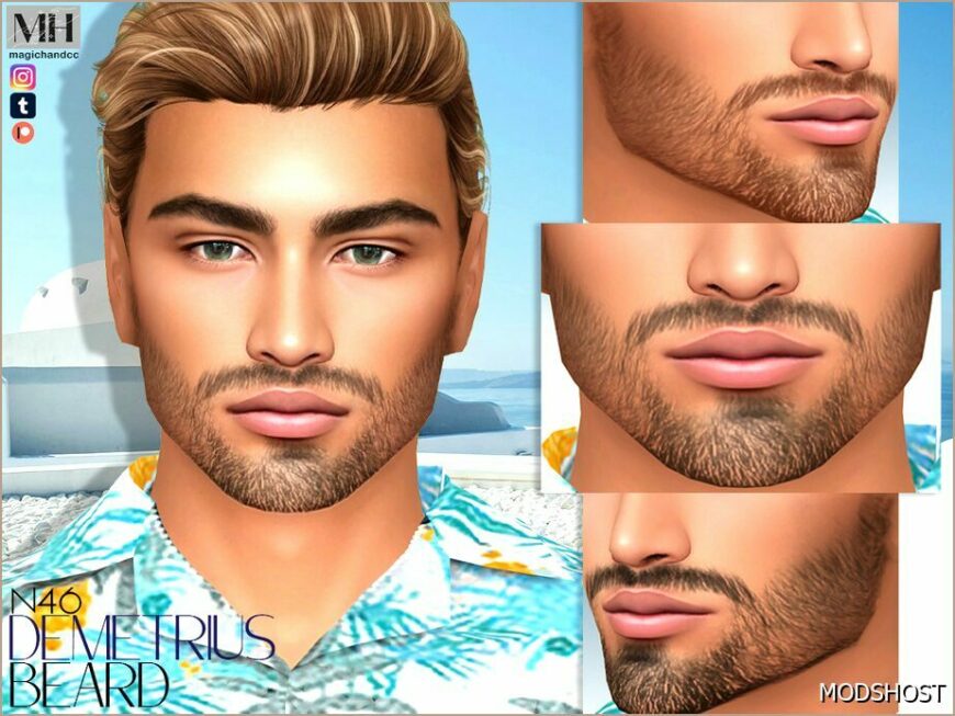 Sims 4 Male Hair Mod: Demetrius Beard N46 (Featured)