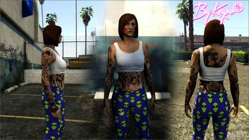 GTA 5 Tattoo Player Mod: Flowers Body Tattoo for MP Female (Featured)