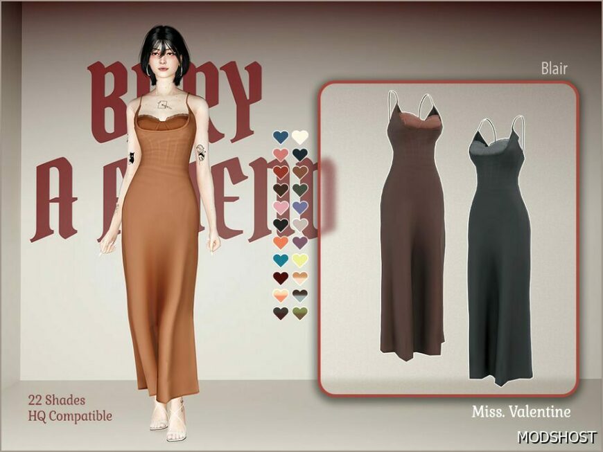 Sims 4 Dress Clothes Mod: Blair Dress (Featured)