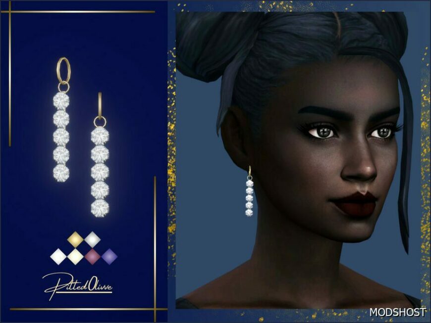 Sims 4 Female Accessory Mod: Georgia Linear Earrings (Featured)