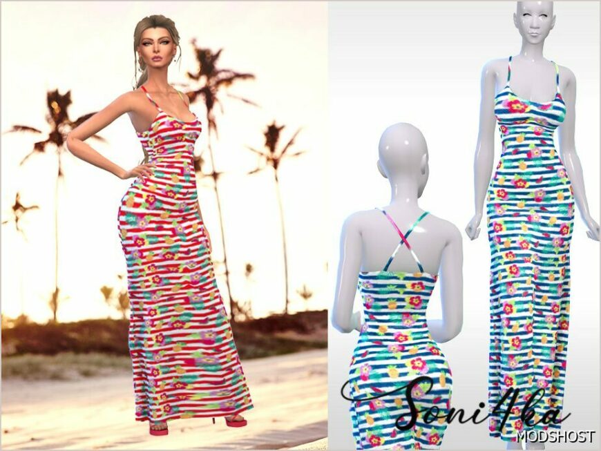 Sims 4 Female Clothes Mod: Summer Long Dress (Featured)