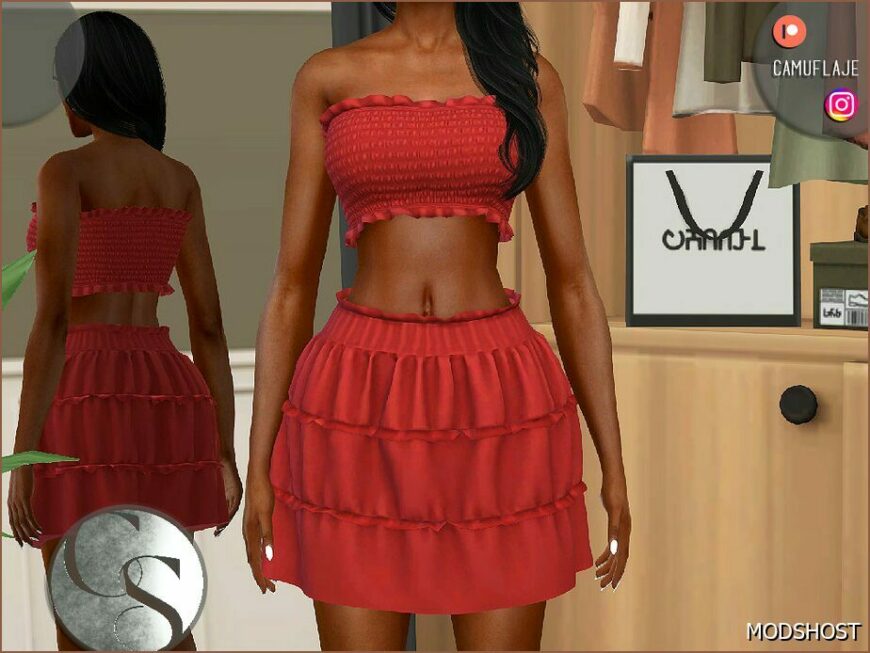 Sims 4 Everyday Clothes Mod: SET 435 – TOP & Skirt (Featured)
