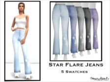 Sims 4 Bottoms Clothes Mod: Star Flare Jeans (Featured)