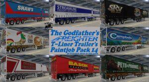 ATS Skin Mod: The Godfather’s Freighter T-Liner Trailers Paintjob Pack 14 (Featured)