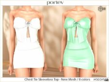 Sims 4 Female Clothes Mod: Sleeveless TOP & High Waist Mini Skirt (Image #2)