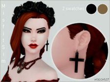 Sims 4 Female Accessory Mod: Cross Earrings Version 1 (Image #2)