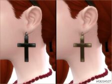 Sims 4 Female Accessory Mod: Cross Earrings Version 1 (Featured)