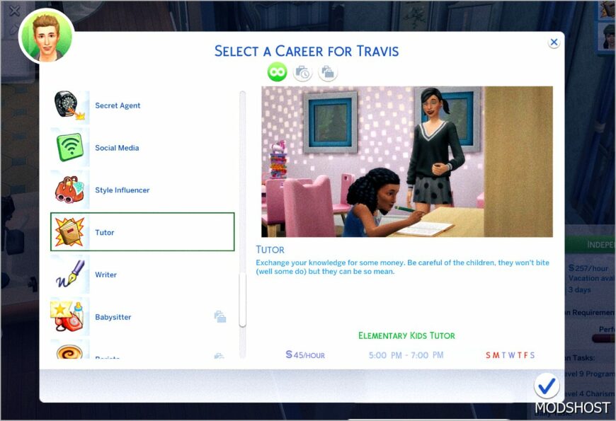 Sims 4 Mod: Tutor Part-Time Career (Featured)