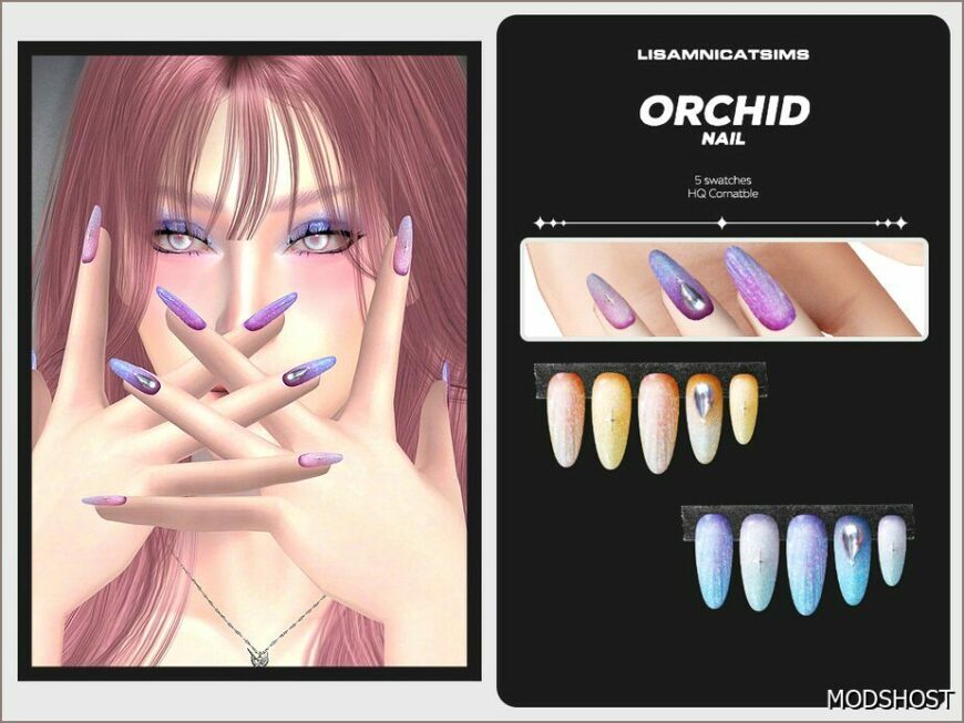 Sims 4 Accessory Mod: Orchid Nail (Featured)