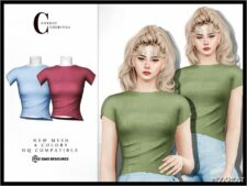 Sims 4 Female Clothes Mod: Short Sleeve Blouse T-636 (Image #2)