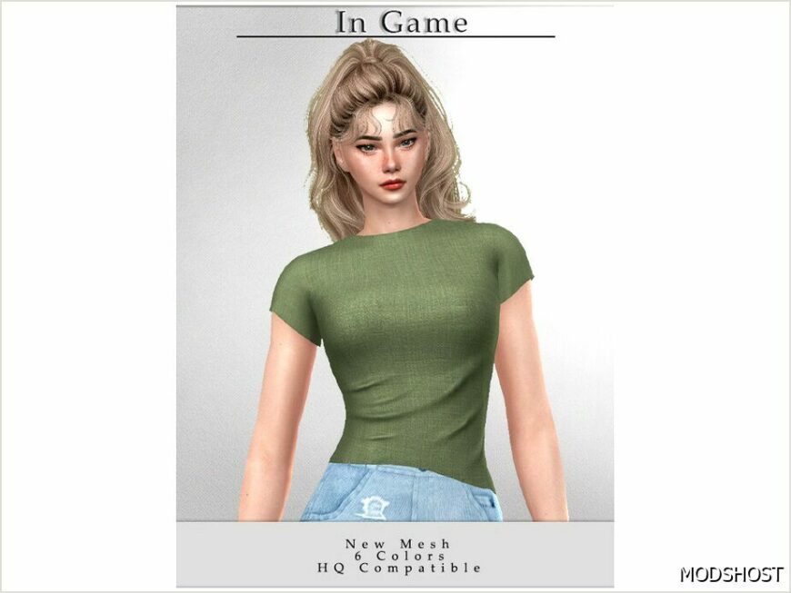 Sims 4 Female Clothes Mod: Short Sleeve Blouse T-636 (Featured)