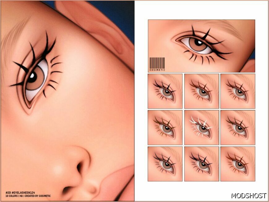 Sims 4 Female Makeup Mod: 2D Eyelashes N124 (Featured)