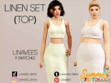 Sims 4 Female Clothes Mod: Noelle - Linen SET (Image #2)
