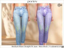 Sims 4 Everyday Clothes Mod: Medium Waist Straight FIT Jeans (Featured)