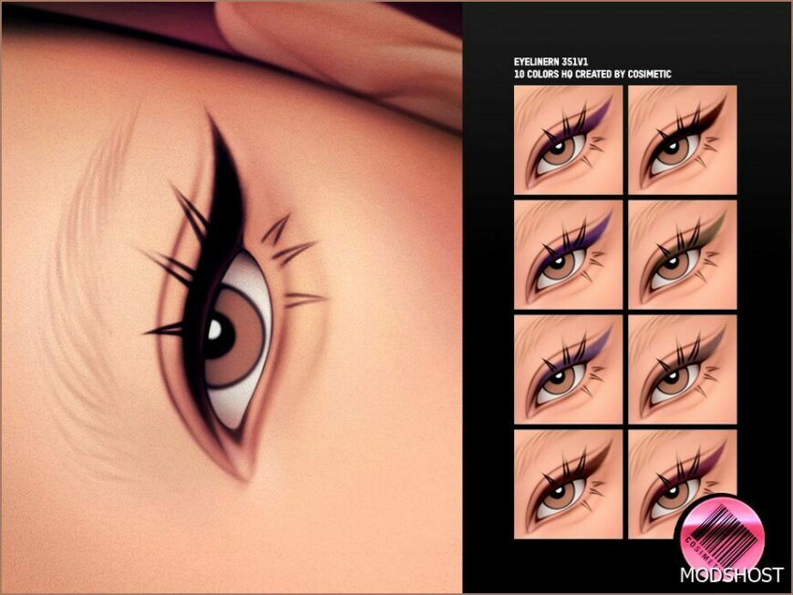 Sims 4 Female Makeup Mod: Eyeliner with 2D Eyelashes N351 V1 (Featured)