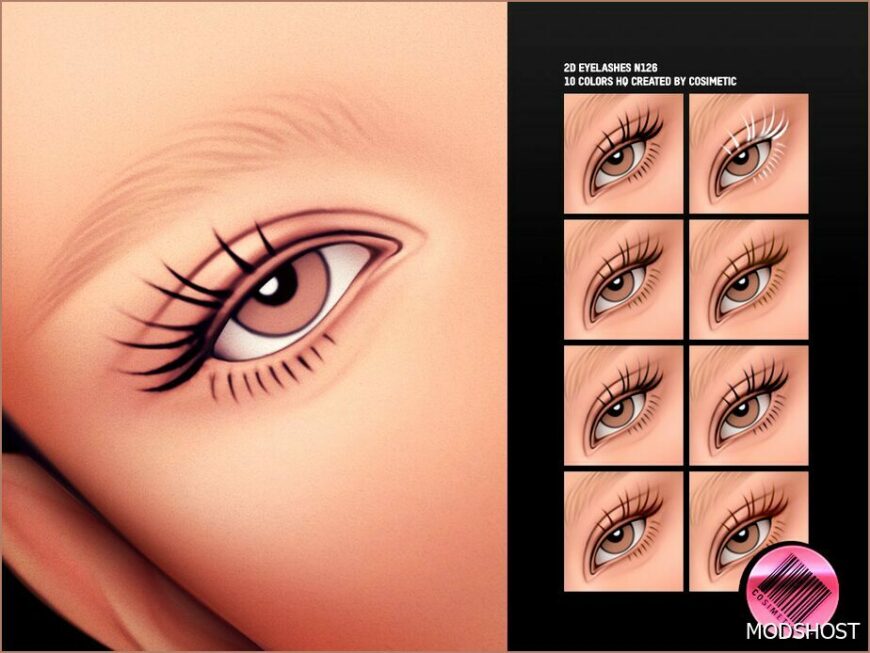 Sims 4 Female Makeup Mod: 2D Eyelashes N126 (Featured)