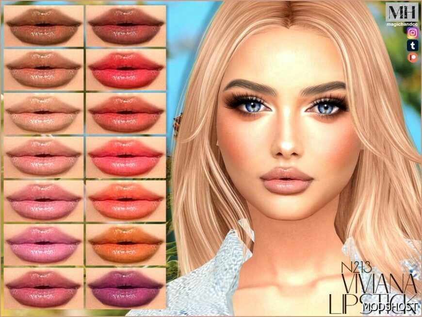 Sims 4 Lipstick Makeup Mod: Patreon Viviana Lipstick N213 (Featured)