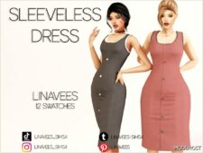 Sims 4 Female Clothes Mod: Alexandra – Sleeveless Dress (Image #2)