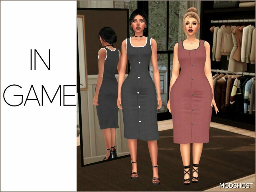 Sims 4 Female Clothes Mod: Alexandra – Sleeveless Dress (Featured)