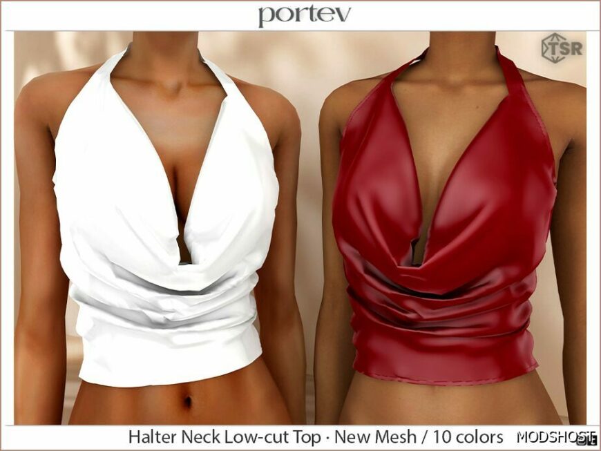 Sims 4 Everyday Clothes Mod: Halter Neck Low-Cut TOP (Featured)