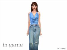 Sims 4 Everyday Clothes Mod: Halter Neck Low-Cut TOP (Image #2)