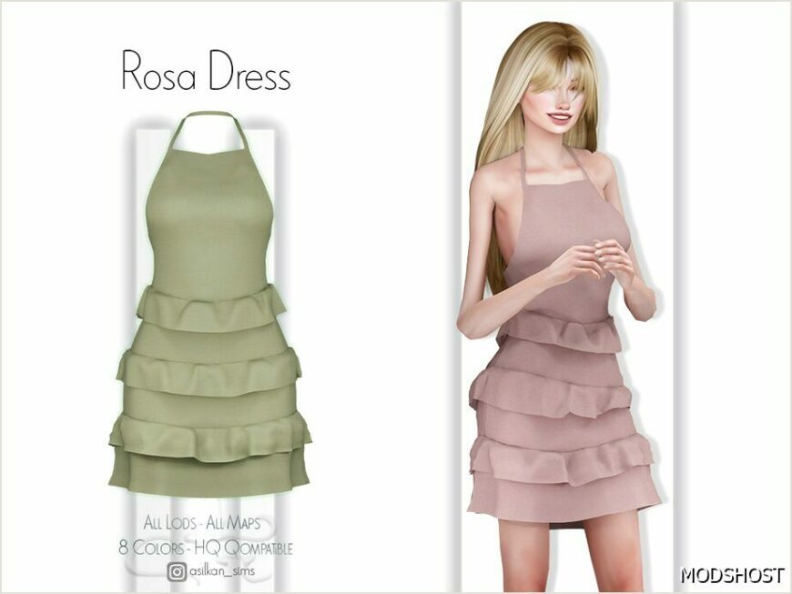 Sims 4 Dress Clothes Mod: Rosa Dress – ACN 463 (Featured)