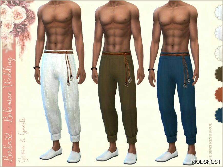 Sims 4 Elder Clothes Mod: Bohemian Wedding – Groom Pants (Featured)