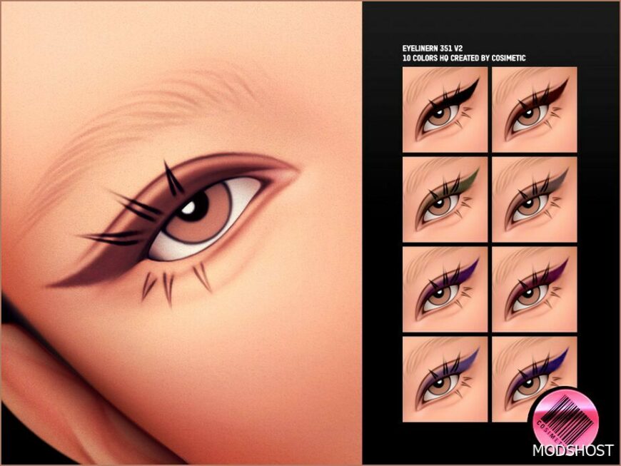 Sims 4 Eyeliner Makeup Mod: with 2D Eyelashes N351 V2 (Featured)