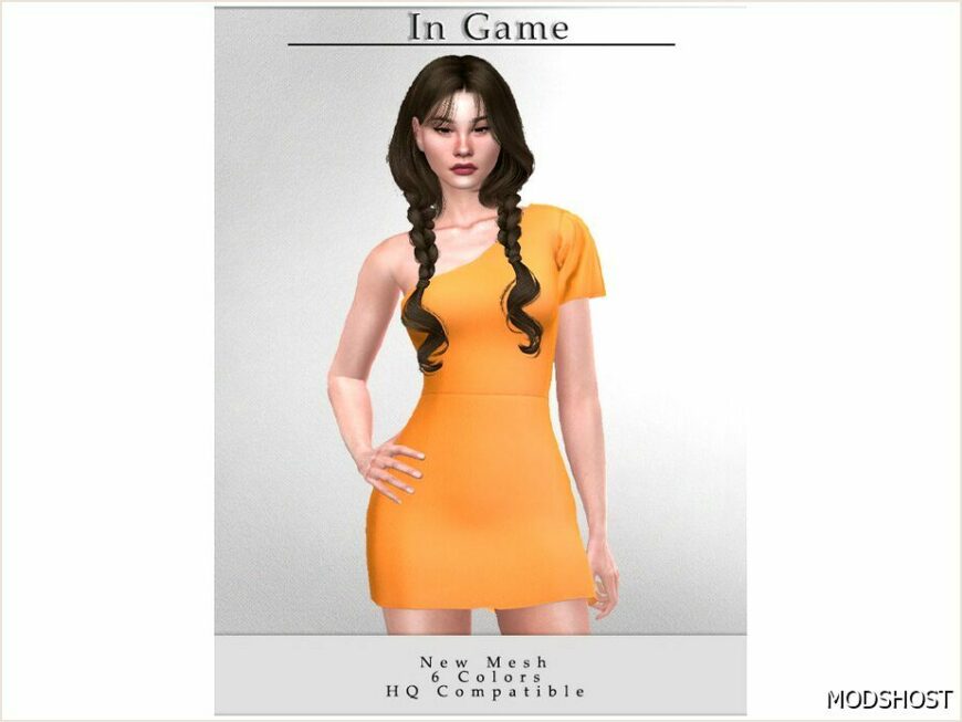 Sims 4 Female Clothes Mod: ONE Sleeve Dress D-305 (Featured)