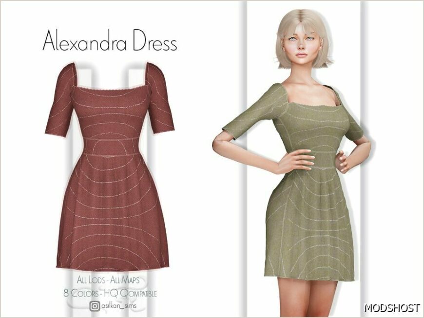 Sims 4 Elder Clothes Mod: Alexandra Dress – ACN 469 (Featured)