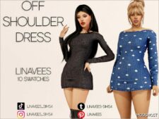 Sims 4 Female Clothes Mod: Molly – Off Shoulder Dress (Image #2)