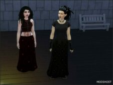 Sims 4 Bottoms Clothes Mod: Base Game Long Skirt Goth Recolours (Image #3)