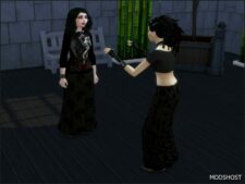 Sims 4 Bottoms Clothes Mod: Base Game Long Skirt Goth Recolours (Image #4)