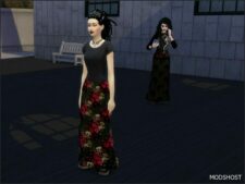 Sims 4 Bottoms Clothes Mod: Base Game Long Skirt Goth Recolours (Image #5)