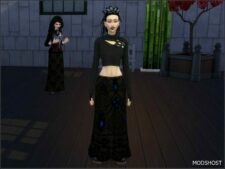 Sims 4 Bottoms Clothes Mod: Base Game Long Skirt Goth Recolours (Image #6)