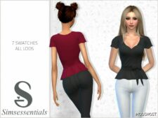 Sims 4 Elder Clothes Mod: Peplum TOP (Image #2)