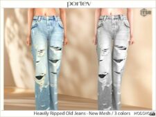 Sims 4 Teen Clothes Mod: Heavily Ripped OLD Jeans (Image #2)