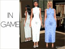 Sims 4 Elder Clothes Mod: Khloe – Midi Silk Dress (Image #2)