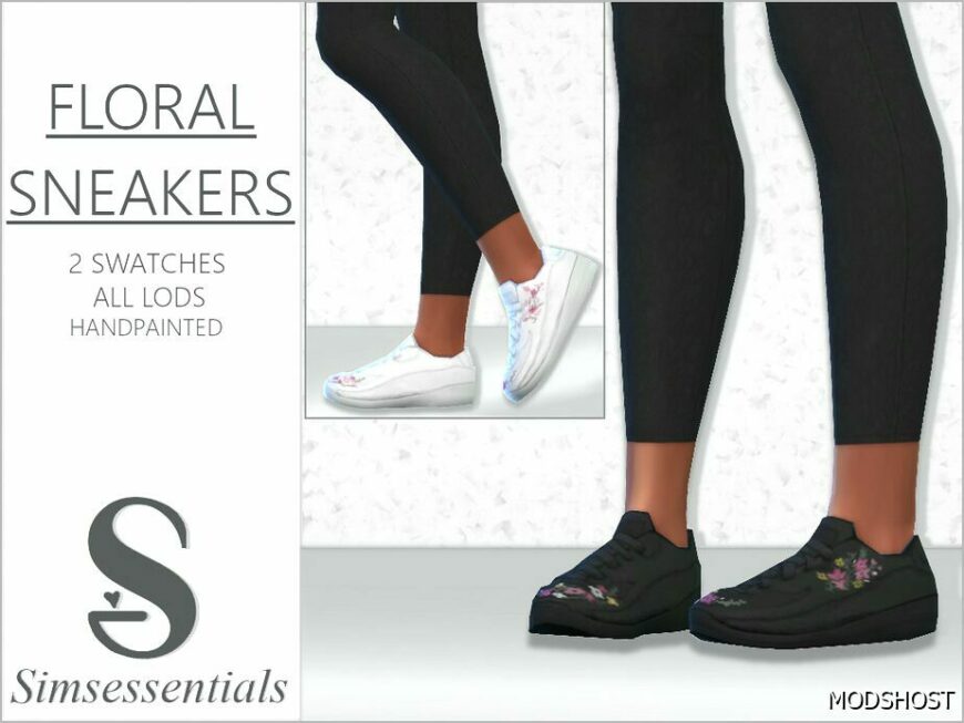 Sims 4 Female Shoes Mod: Floral Sneakers (Featured)