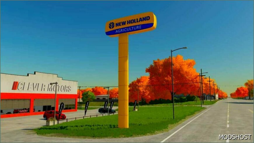 FS22 NEW Holland Mod: Placeable NEW Holland Dealer Signboard (Featured)